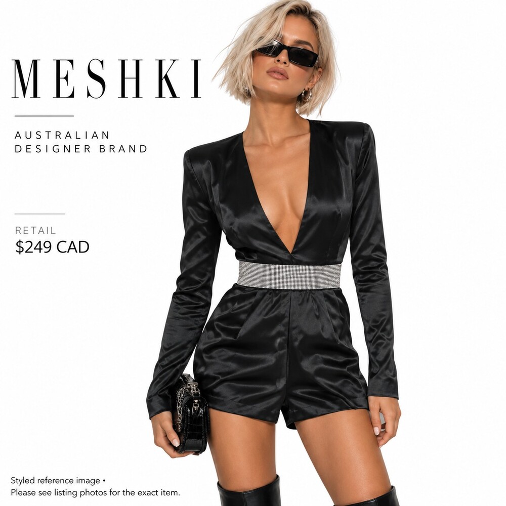 Meshki Rhinestone Waist Mini Dress Black XS NWT